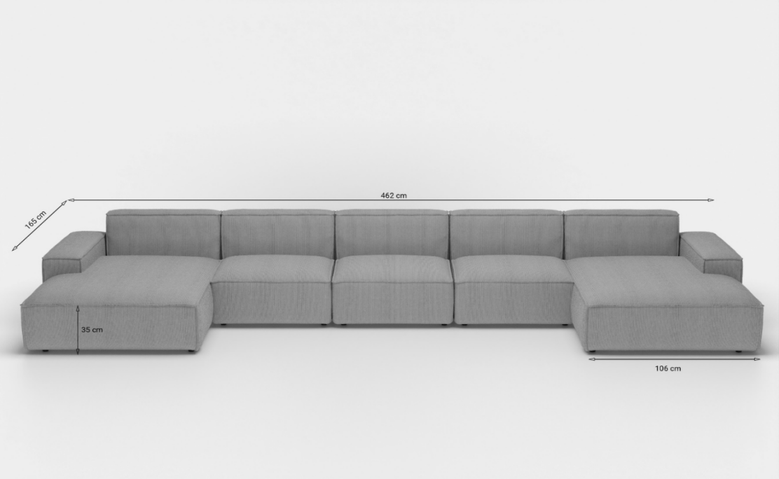 Ecksofa LUGA U XL Abmessungen